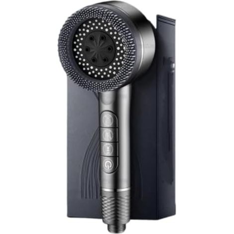 Douche sous pression à quatre fonctions : pulvérisation turbocompressée 5.0 / douche à effet pluie / pistolet de pulvérisation / arrêt d'eau à quatre modes, trou en silicone autonettoyant, ensemble de (1/4)