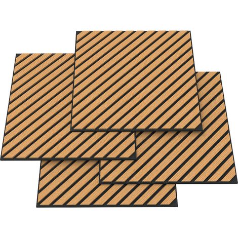 Set di 4 pannelli acustici con doghe diagonali 1,44 m² effetto rovere scuro 030009864
