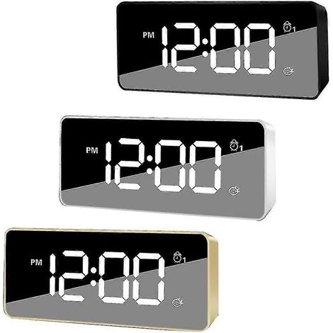 Réveil numérique spécialement conçu pour les chambres, adapté aux personnes au sommeil profond réveil de chevet LED (blanc). (1/4)