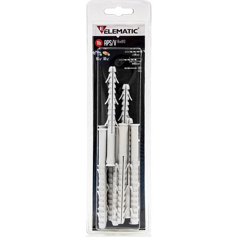 cf 8 pz Elematic tasselli in nylon APS/V 10x100 mm tassello con vite acciaio (1/2)