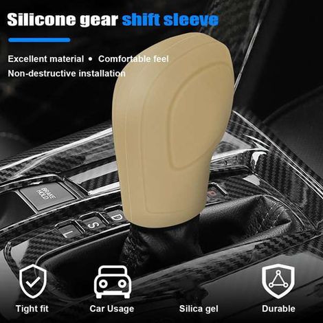 Two colors: Beige Material: Silicone Automatic transmission car gear shift cover/gear knob cover. (1/5)