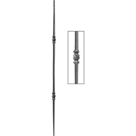 Barreau rond à facettes ø14mm et hauteur 1000mm en fer forgé avec deux motif - DECO FER FORGE