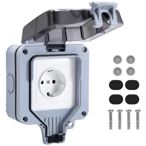 Wasserdichte IP66-Steckdose, wetterfeste Außensteckdose, wandmontierte Außenanschlussdose, Steckdosenleistenschutz für Küche, Garage, Badezimmer, Schwimmbad und Garten