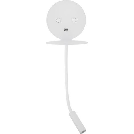 Merano Bridgeport Liseuse Blanc Aluminium Réglable Commutable USB Chargeur LED 3000K Rétro-éclairage 6W 310Lm Lecteur 3W 210Lm