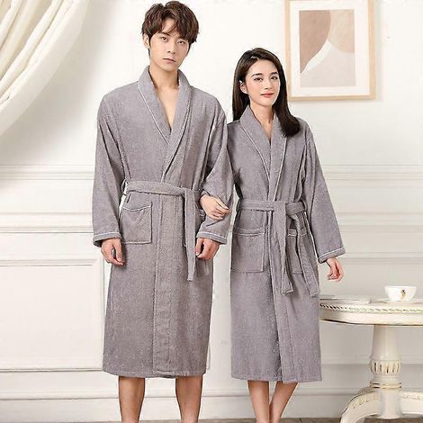 Serviette/peignoir/kimono long, épais et absorbant 100% pur coton pour couples, serviette de bain/peignoir/pyjama léger pour hommes et peignoirs d'hôtel pour femmes. (1/5)