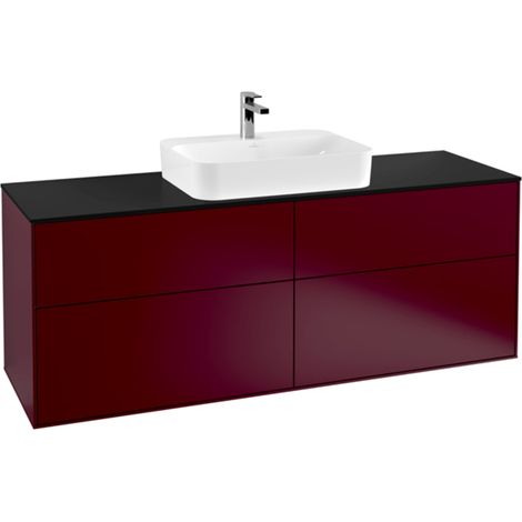 Finion, Mueble bajo lavabo, 1600 x 603 x 501 mm, Angular, modelo suspendido, En madera, lavabo en el medio, Lacado Peony Matt (1/5)