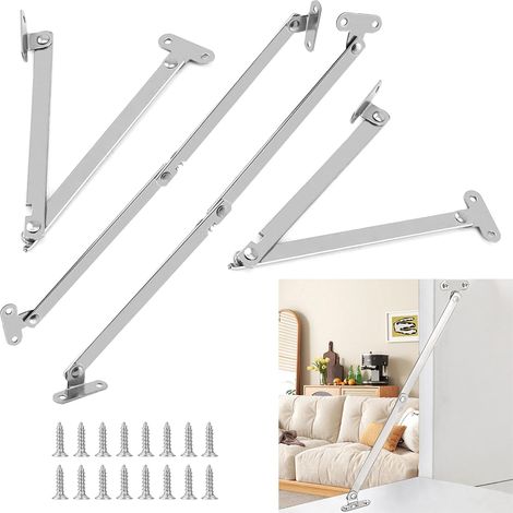 Lot de 4 supports de clapet, ferrure à rabat, charnière à 180° pour meubles, porte, couvercle, porte d'armoire