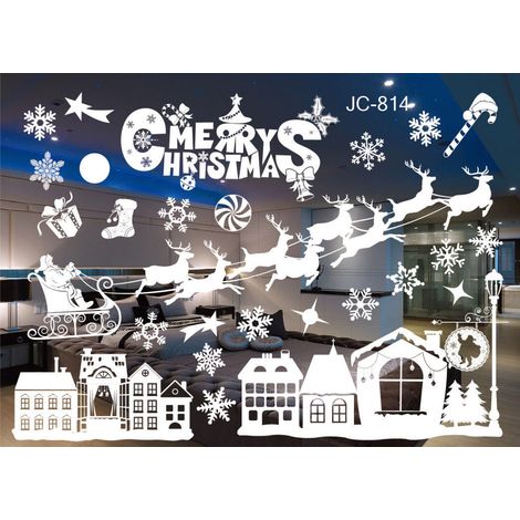 A-Noël Autocollants Fenetre NoëL Décoration Stickers Noel Deco Fenetre Décoration Fenetre Noel Deco pour Accueil/Boutique Décorations Autocollant Amovibles Statique Autocollants (Noël 3) (1/5)