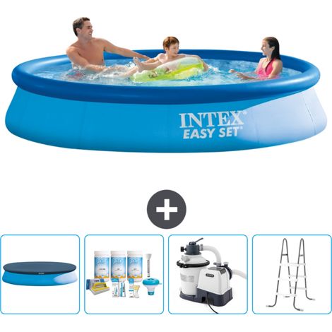 Piscine Gonflable Ronde Easy Set Intex - 366 x 76 cm - Bleue - Incluse Accessoire CB64