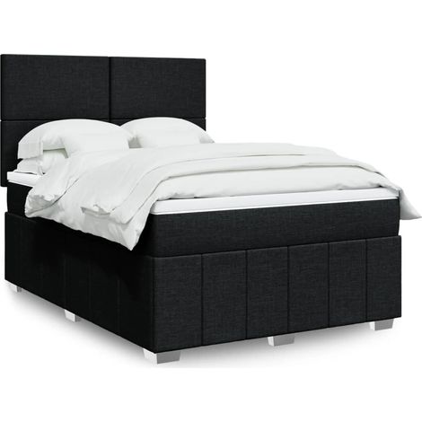 Boxspringbett mit Matratze Schwarz 140x200 cm Stoff