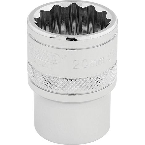 Draper 20mm 12-Point Socket for 1/2" Square Drive – Polished Chrome Metric Socket, Model 33289 (1/5)