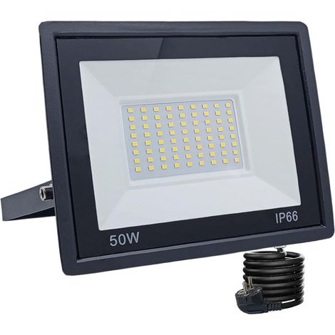 Meision Projecteur LED 50W LEDs Eclairage Exterieur 850LM IP66 Imperméable spot led exterieur Super Brillant Eclairage Extérieur Blanc Chaud 6500k Spot LED Extérieur pour Jardin, Patio, Garage-DOU