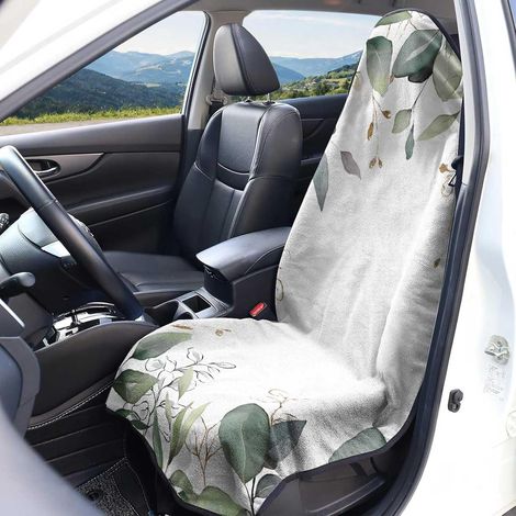Universal Car Seat Cover in Terry Cloth, Universal Microfiber Car Seat Cover Accessory for Most Cars, Vans (Eucalyptus Leaf, 1 Piece) (1/5)