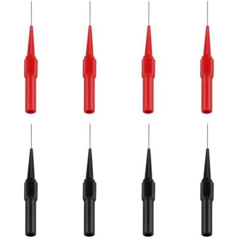 ALLIANDIS8PCS Sonde De Test, Cordons De Test Multimètre En Acier Inoxydable Sondes De Teste Câble Testeur Multifonction Pour Multimètres Laboratoires Électriciens(Rouge Et Noir) (1/5)