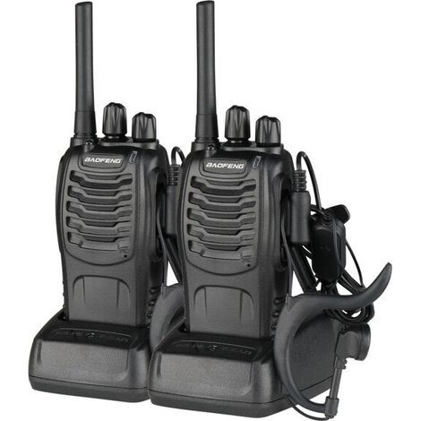 Langstrecken-Walkie-Talkie 88e [Verbesserte Version des 888s] Wiederaufladbares PMR 446 MHz 16-Kanal Vox-Walkie-Talkie mit eingebauten Original-Kopfhörern (2 Stück) (1/5)
