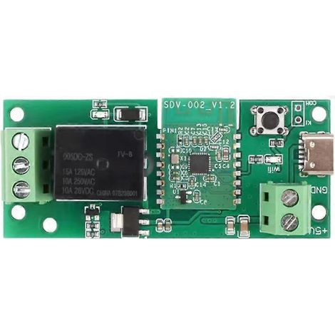 Module relais Bluetooth WiFi monocanal 5 V CC : activation momentanée ou maintien, contrôle par application MicroLink avec interface Type-C (1/5)