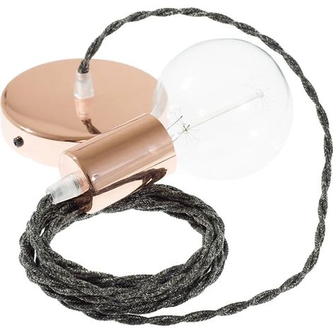 Lampada sospensione creative-cables tn03 cavo lino antracite rame (1/3)