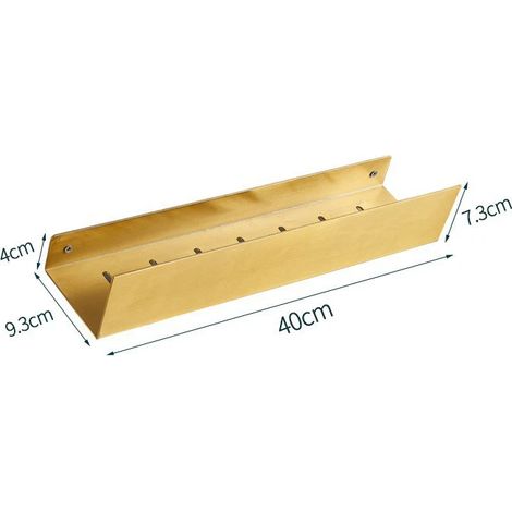 Étagère de rangement murale noire (40 cm, finition or brossé) pour salle de bain et cuisine. Organisateur d'accessoires de salle de bain. (1/5)