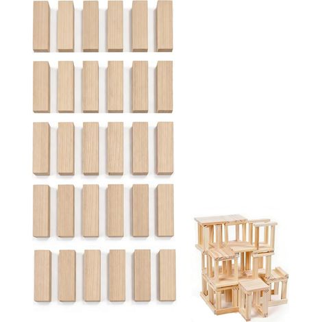 Lot de 30 Planches Rectangulaires en Bois de Pin Brut 100x20x7mm - pour Projets DIY, Décorations Intérieures et Créations Artisanales Uniques (1/5)
