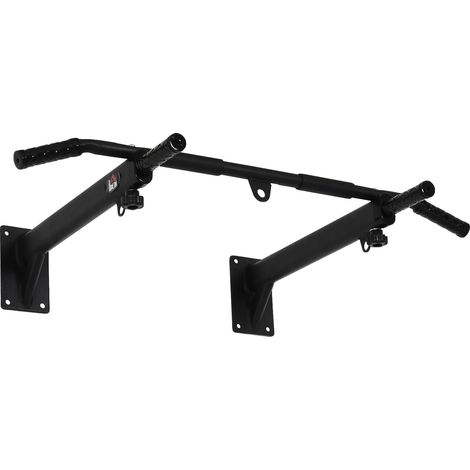 Barre de traction murale ou au plafond, capacité de charge jusqu'à 150 kg, barre de traction multifonctionnelle avec poignées antidérapantes, œillets pour une utilisation sûre et stable, acier, noir (1/5)