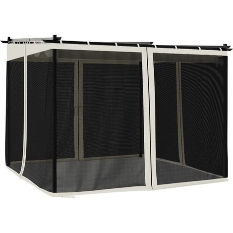Tonnelle avec parois en filet crème 3x3 m acier