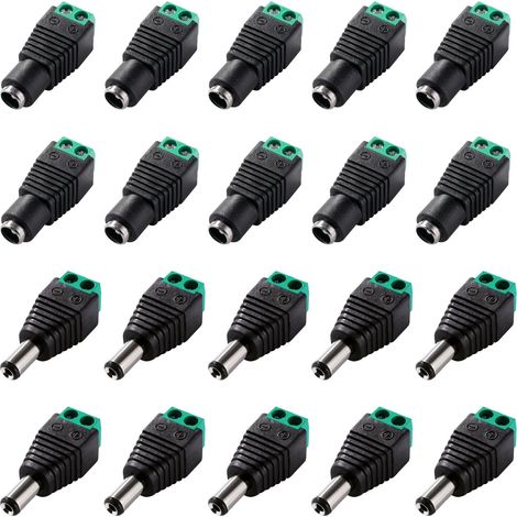 10 Paires 5.5x2.1 mm DC Connecteur Mâle Femelle, 12V DC Jack Connecteur Prise, pour Vidéo Surveiller CCTV Caméra Câble LED Strip (1/5)