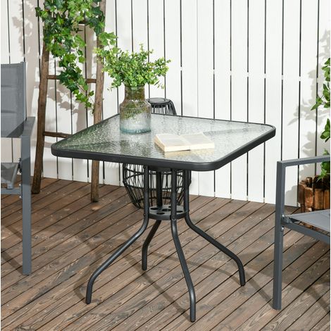 tavolo pranzo 76x76 cm da esterno metallo nero OKMYHOME (1/3)
