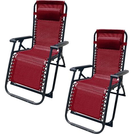 Marbueno Pack de 2 Tumbona Plegable Acero Cojin Jardin y Piscina