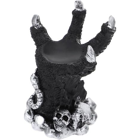 Support en résine argentée forme de griffe dragon pour boules cristal (1/5)