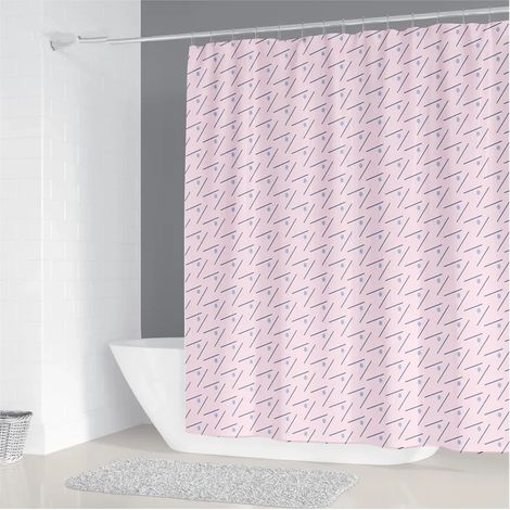 Filiyano-Rideau de douche imperméable en polyester, 240 x 180 cm, pour salle de bain, imprimé à motif géométrique simple, décoration intérieure, avec (1/5)