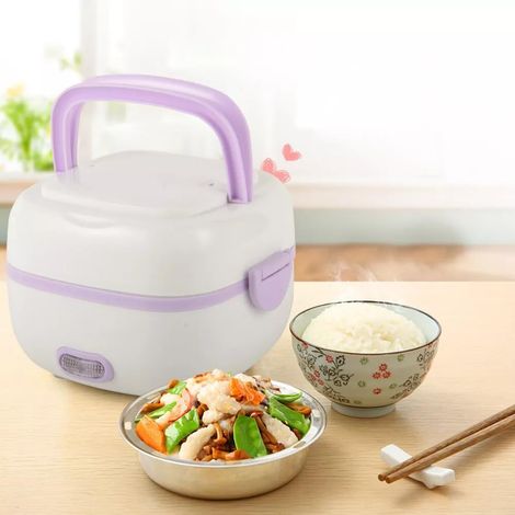 Mini Rice Cooker 1Liter, Multifunktion Kocher, Elektrische Reiskocher, mit Warmhaltefunktion 200W Kocher Lunchbox, Tragbar Mahlzeitbox, Lunchbox, für Haus, Outdoor-Aktivitäten