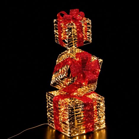 Ad Trend Torre Pacchi Regalo di Natale Oro 400 LED da Interno/Esterno 25x25x77 cm 1 Pz (1/5)