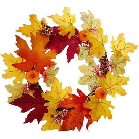 Couronne de table automnale avec bougies, décoration pour une fête d'Halloween (1/5)