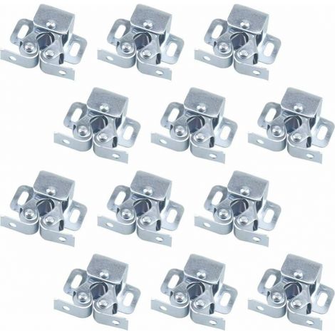 12 pestillos de puerta, cierres de puerta, pestillos de doble rodillo para puerta batiente de muebles, pestillo de puerta de gabinete, pestillo de puerta de armario con doble rodillo (plata) (1/5)