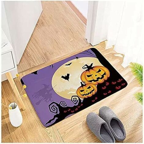 Impression Flanelle, Couverture Bienvenue Home Porte Avant Halloween Décor, Tapis de porte Tapis antidérapant en plein air carpe extérieure, tapis de moquette absorbant de salle de bain, 40 (1/3)