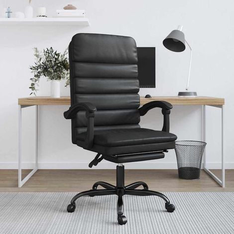 vidaXL Silla de oficina reclinable masaje cuero sintético negro (1/5)