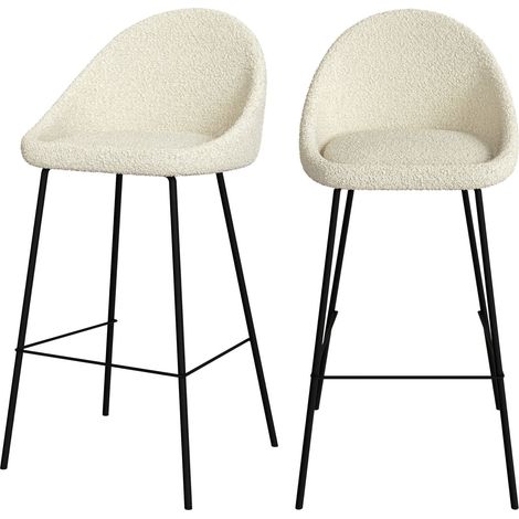 Set de 2 sillas de bar de media altura en tela beige 75 cm - Misty