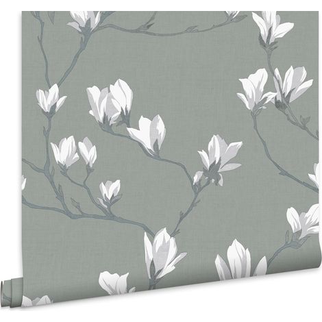 Laura Ashley Magnolia Grove Slate Vliestapete - 10mx52cm