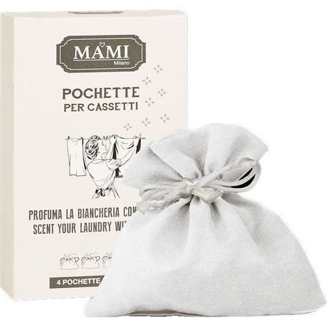 4 POCHETTE PER CASSETTI MEDIE BIANCHE PROFUMA BIANCHERIA CON LE PERLE