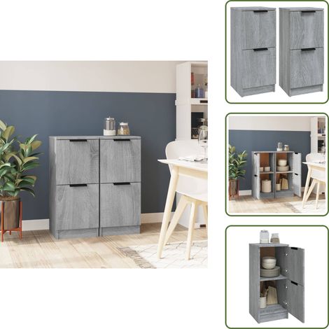 Buffets 2 pcs Sonoma gris 30x30x70 cm Bois d'ingénierie - Buffet - Meuble De Rangement - Commode - Mobilier Moderne - Design Minimaliste (1/5)