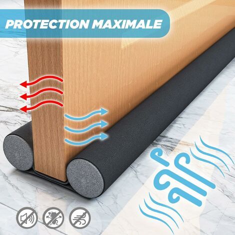Lot de 2 - Boudin De Porte Isolant - 90 cm Double Bas De Porte Isolant Coupe-Froid Ajustable Boudin Isolation Pour Dessous Intérieur - Noir (1/5)