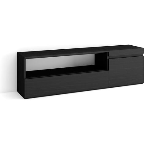 Skraut Home  Mobile TV Soggiorno  Ampio spazio a disposizione  150x45x35cm  Per TV fino a 65"  Mobile Soggiorno  Stile moderno  Nero (1/5)