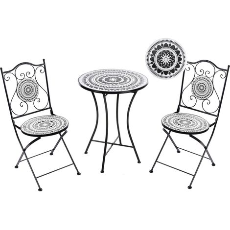 Bistro Set Folding COMISO Metal Black/ White