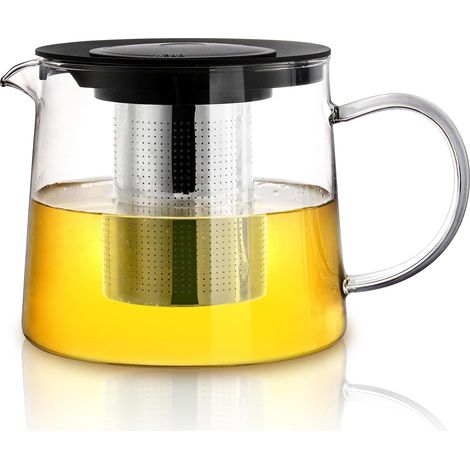 Théière En Verre De 1500ml Avec Infuseur, Filtre En Acier Inoxydable, Théière Verre pour Thé Floral, Jus, Boissons Chaudes et Froides (1/5)