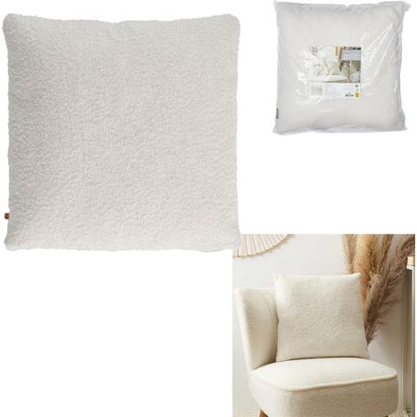 Coussin - HOME DECO FACTORY - Déhoussable - Boucle - Beige (1/3)