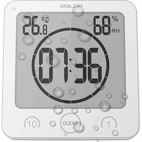 Reloj De Ducha - Pantalla Lcd Digital Temperatura Y Humedad - Resistente Al Agua Ip4 - Para Baño Cocina Pared - 1 Unidad (1/5)