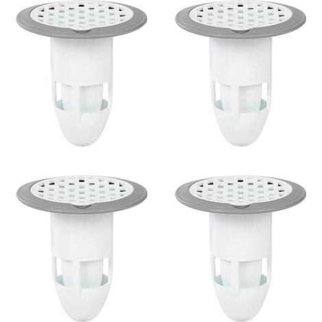 Lot de 4 Pièce Bouchons de Vidange de Sol de Douche, Anti-odeurs Connecteurs, Caoutchouc Drain de Sol Douche, Convient pour Salle de Bain, Cuisine, Toilettes, Salle Machines Laver, I'hôtel (Gris) (1/5)