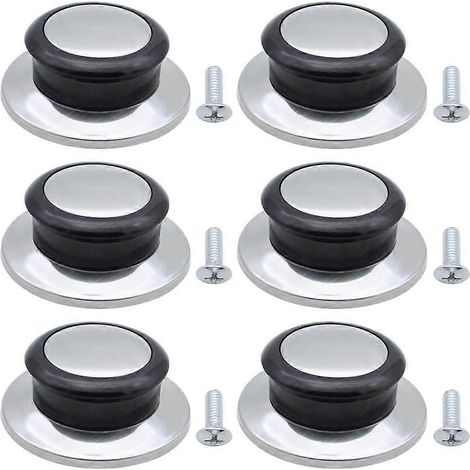 Lot de 6 boutons de couvercle de casserole en bakélite résistante à la chaleur et acier inoxydable, poignée de levage universelle de remplacement (1/5)