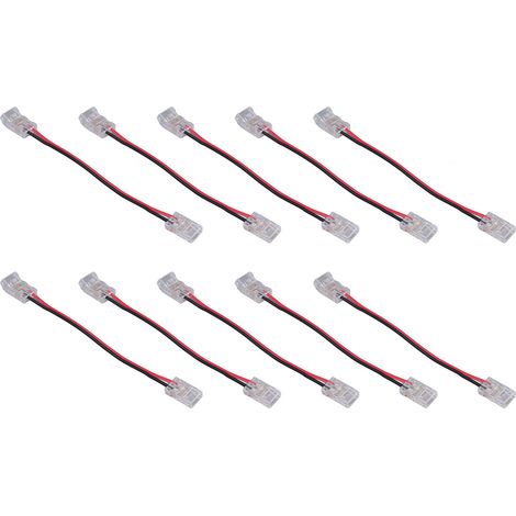 Lot de 10 connecteurs professionnels à double tête 8 mm 2 broches pour rubans LED COB, idéaux pour la maison, le bureau ou l'école. (1/5)