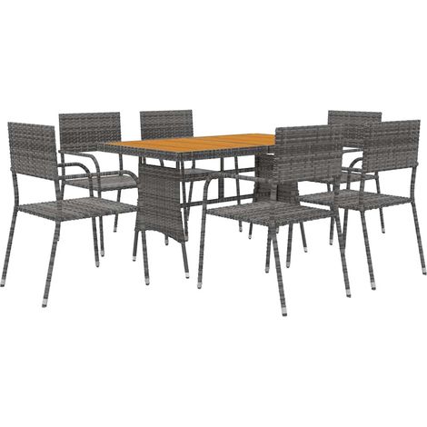 Maison Exclusive - Set da Pranzo per Esterni 7 pz in Polyrattan Grigio (1/5)